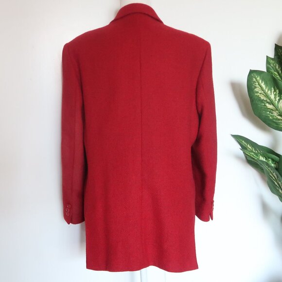 Weekend Max Mara Red Virgin Wool Single-breasted Blazer Short Coat Size 10 - Picture 6 of 14